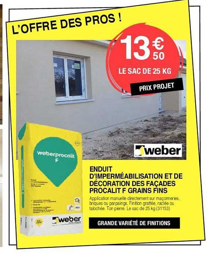enduit d'imperméabilisation et de décoration des façades procalit f grains fins