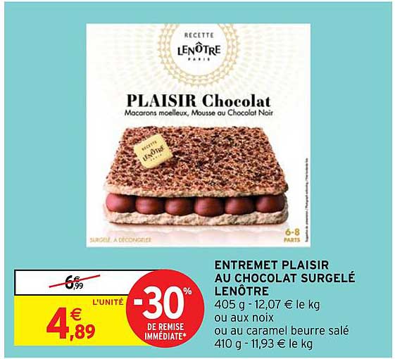 entremet plaisir au chocolat surgelé lenôtre