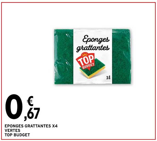 éponges Grattantes X4 Vertes Top Budget
