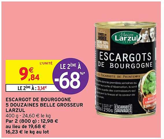 escargot de bourgogne 5 douzaines belle grosseur larzul