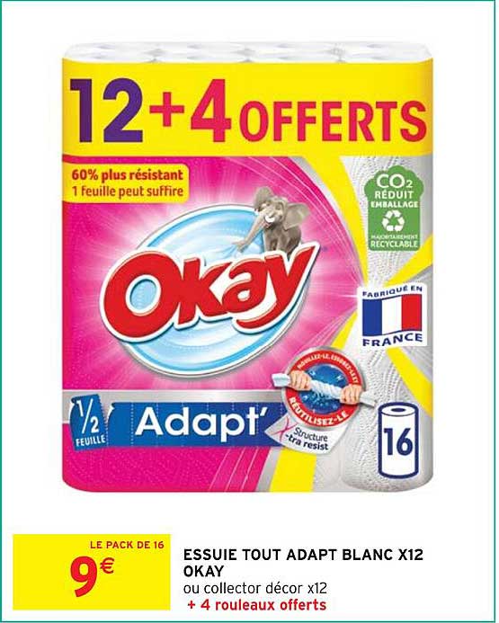 Essuie Tout Adapt Blanc X12 Okay