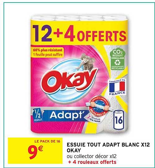 essuie tout adapt blanc x12 okay