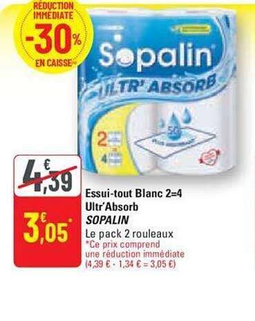 Essuie-tout Blanc 2=4 Ultr'absorb Sopalin