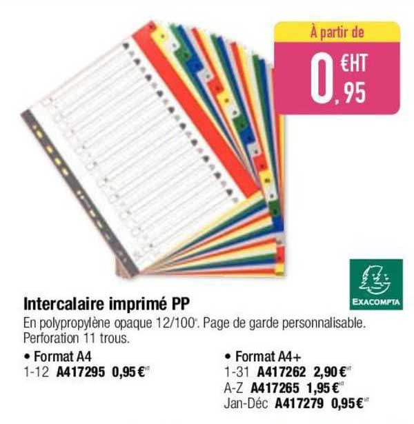 Exacompta Intercalaire Imprimé Pp