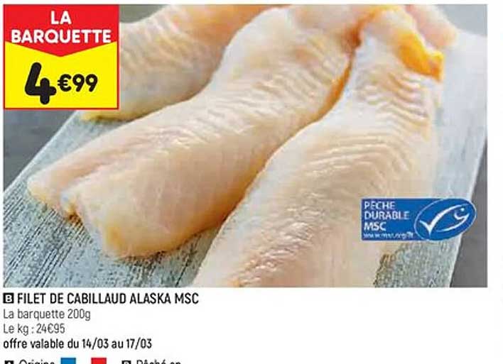 Filet De Cabillaud Alaska Msc