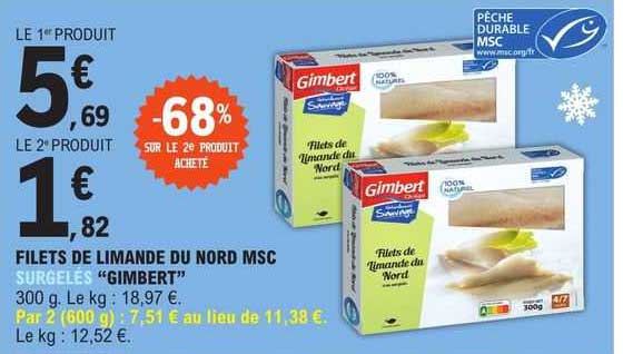 filets de limande du nord msc surgelées "gimbert"