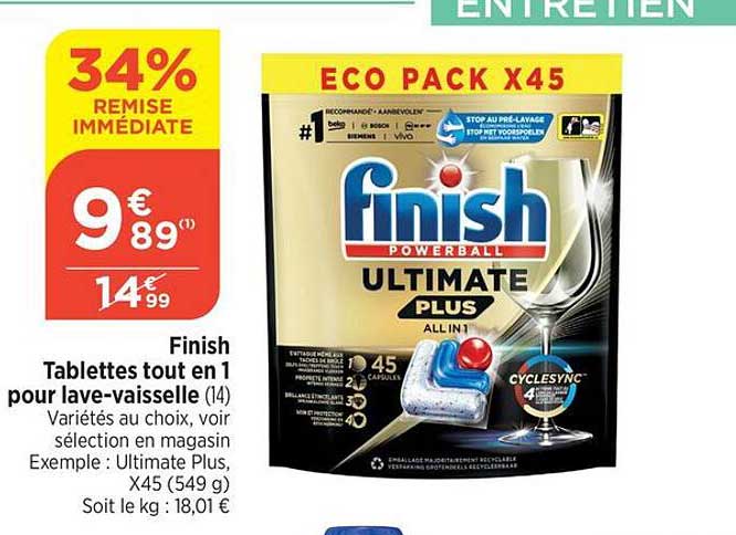 Finish Tablettes Tout En 1 Pour Lave-vaisselle