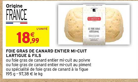 foie gras de canard entier mi-cuit lartigue & fils