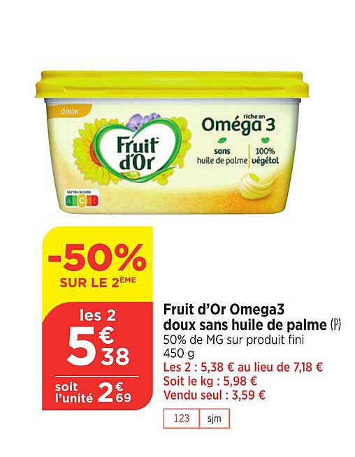 Fruit D'or Omega3 Doux Sans Huile De Palme