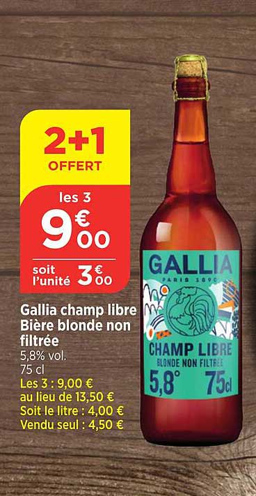 gallia champ libre bière  blonde non filtrée