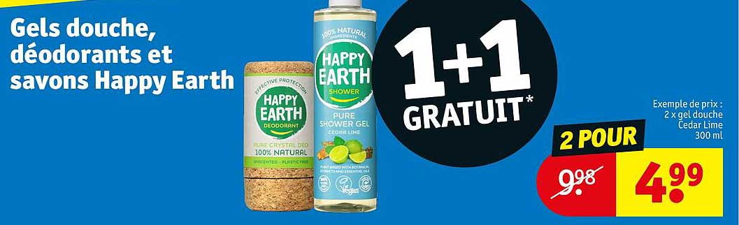 gels douche, déodorants et savons happy earth