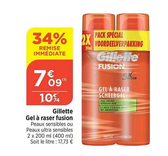 gillette gel à raser fusion