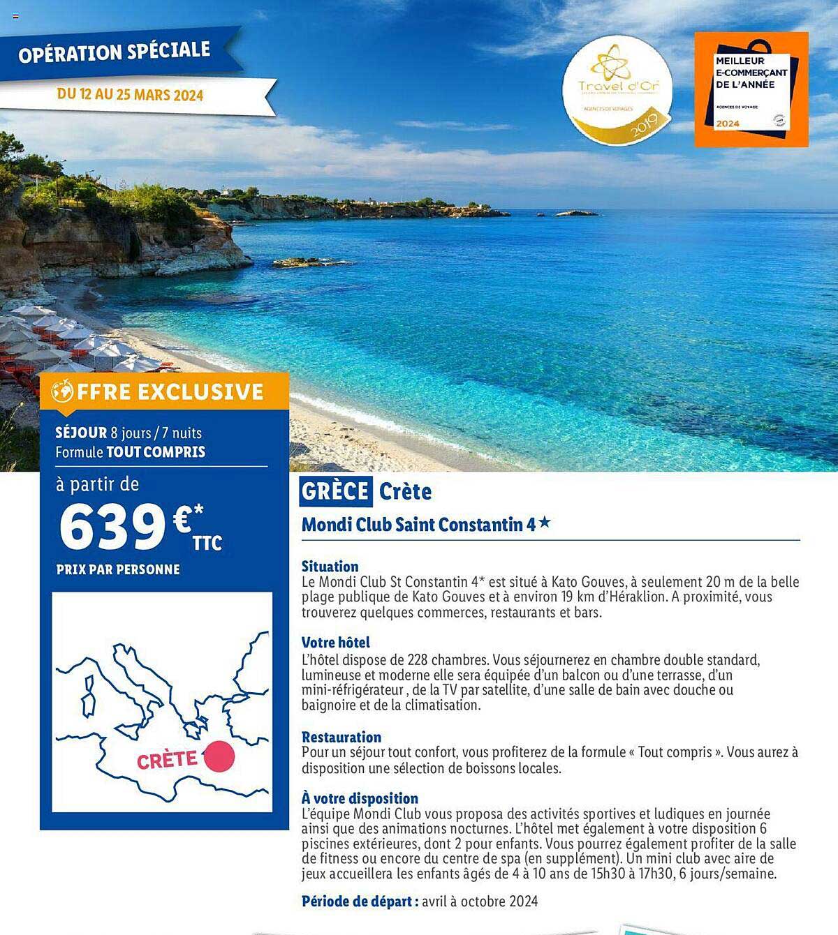 Grèce Crète : Mondi Club Saint Constantin 4*