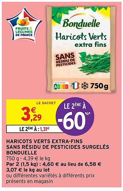 haricots verts extra-fins sans résidu de pesticides surgelés bonduelle