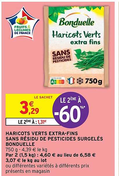 haricots verts extra-fins sans résidu de pesticides surgelés bonduelle