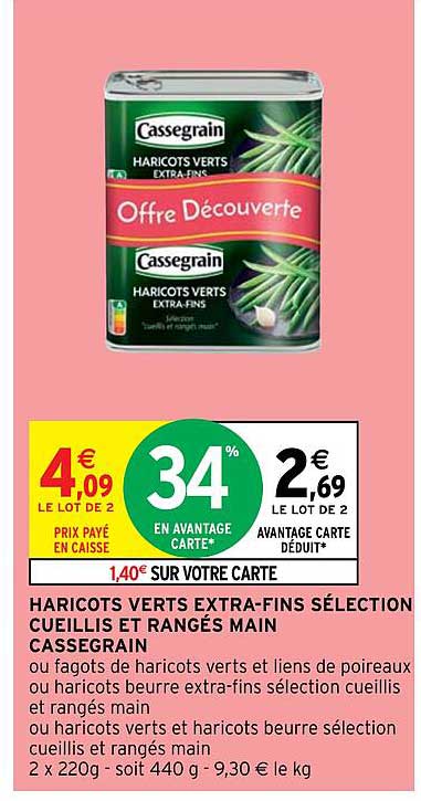 haricots verts extra-fins sélection cueillis et rangés main cassegrain