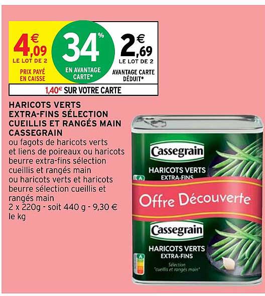 haricots verts extra-fins sélection cueillis et rangés main cassegrain