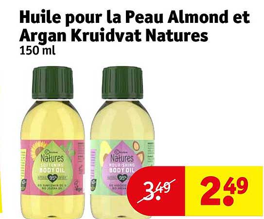 huile pour la peau almond et argan kruidvat natures 150 ml