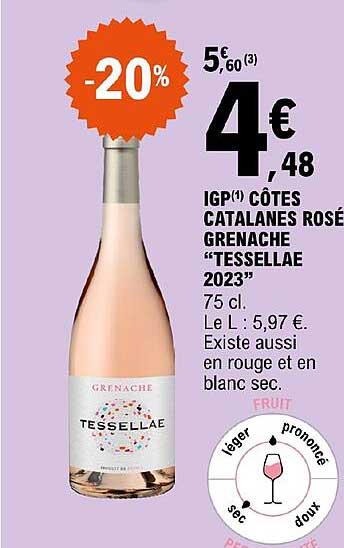 igp côtes catalanes rosé grenache "tessellae 2023" -20%