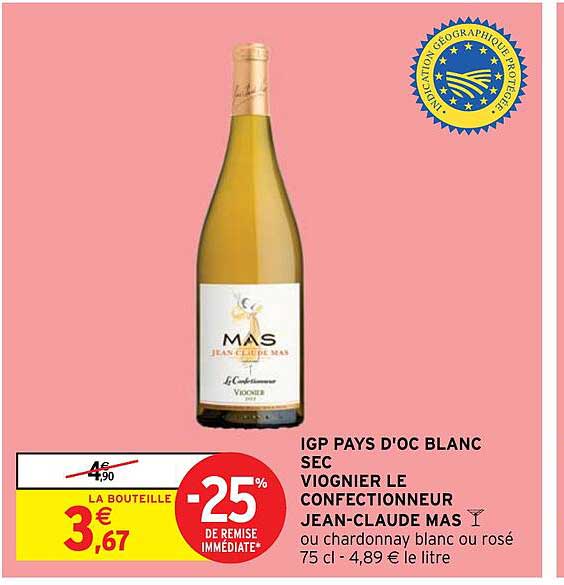 igp pays d'oc blanc sec viognier le confectionneur jean-claude mas