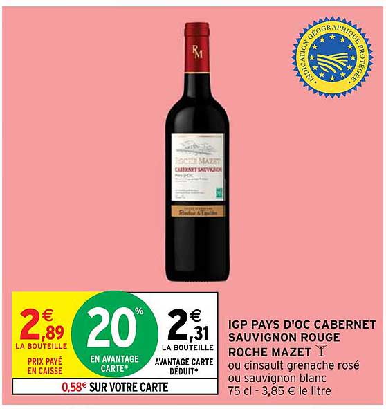 igp pays d'oc cabernet sauvignon rouge roche mazet