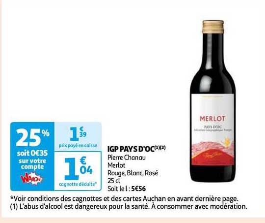 igp pays d'oc pierre chanau merlot rouge, blanc, rosé