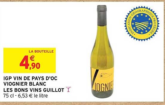igp vin de pays d'oc viognier blanc les bons vins guillot