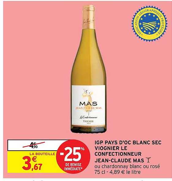 ipg pays d'oc blanc sec viognier le confectionneur jean-claude mas