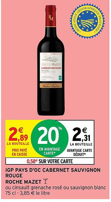 igp pays d'oc cabernet sauvignon rouge roche mazet