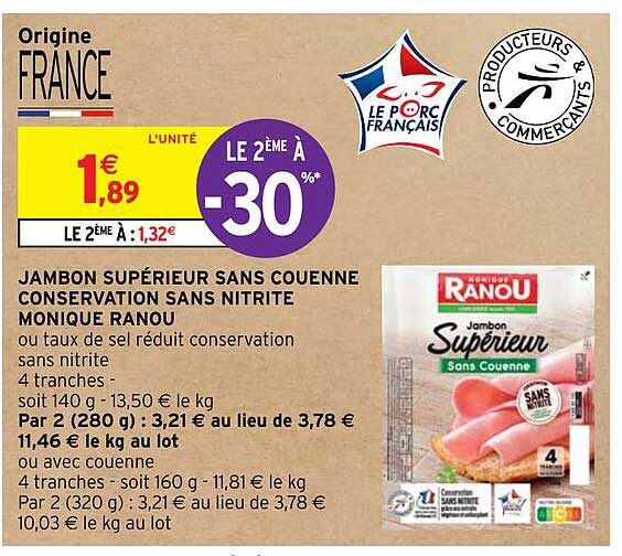 jambon supérieur sans couenne conservation nitrite monique ranou