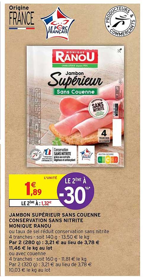 jambon supérieur sans couenne conservation sans nitrite monique ranou