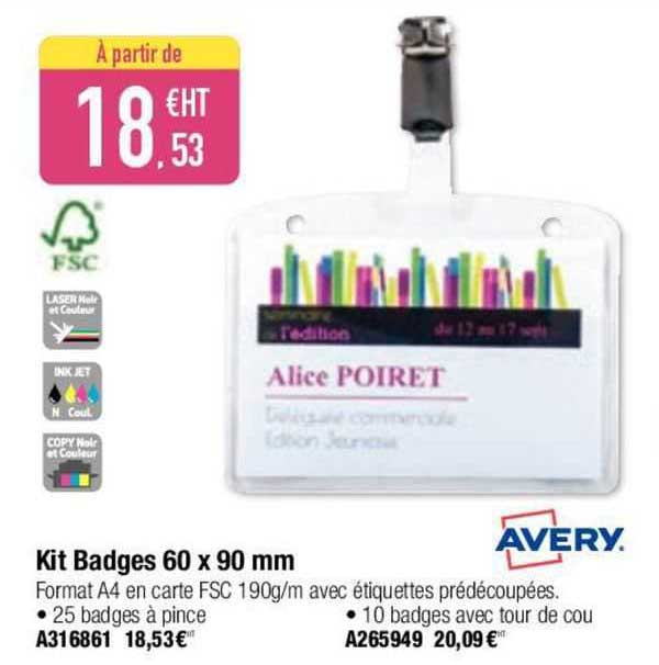 kit badges 60 x 90 mm avery