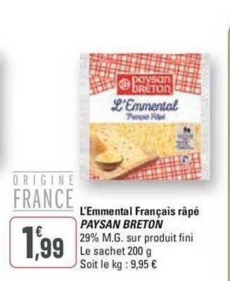 l'emmental français râpé paysan breton