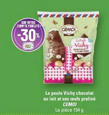 la poule vichy chocolat au lait et ses oeufs praliné cemoi