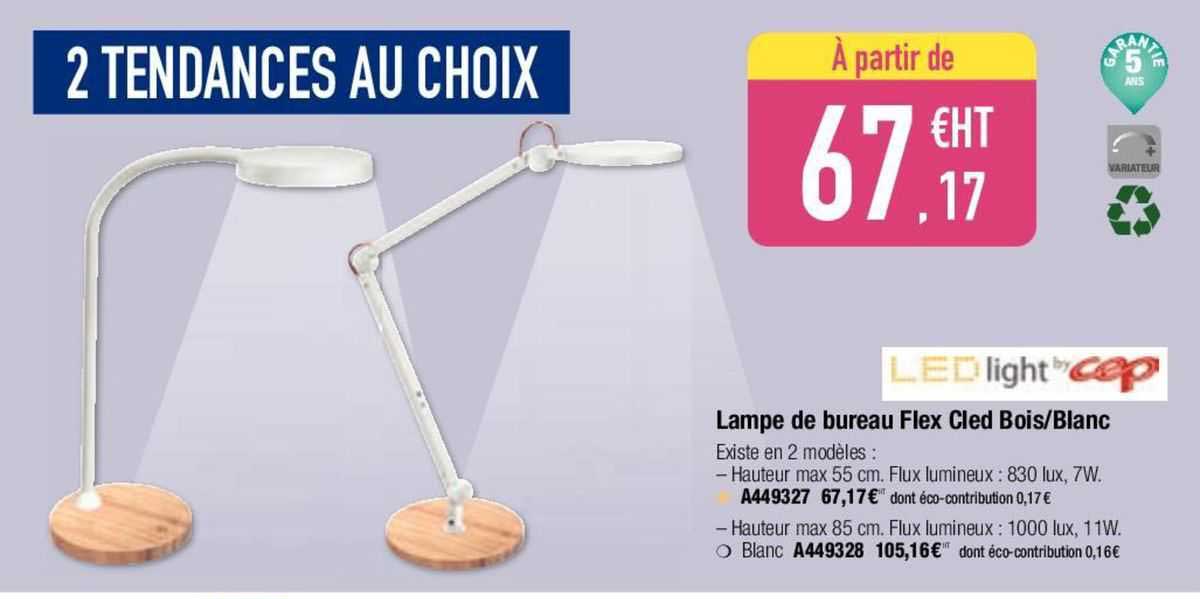 lampe de bureau flex cled bois blanc led light cep