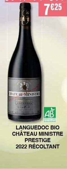 Languedoc Bio Château Ministre Prestige 2022 Récoltant