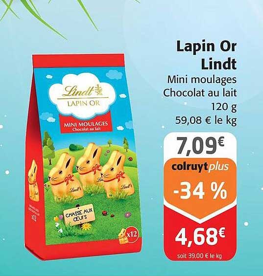lapin or lindt mini moulages chocolat au lait