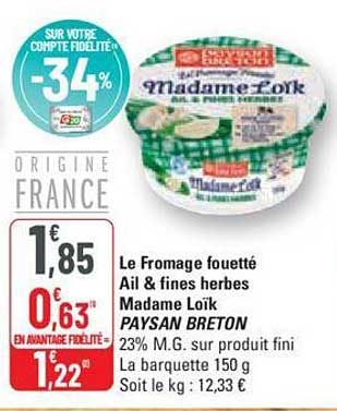 le fromage fouetté ail & fines herbes madame loïk paysan breton
