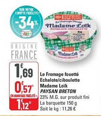 le fromage fouetté échalote / ciboulette madame loïk paysan breton
