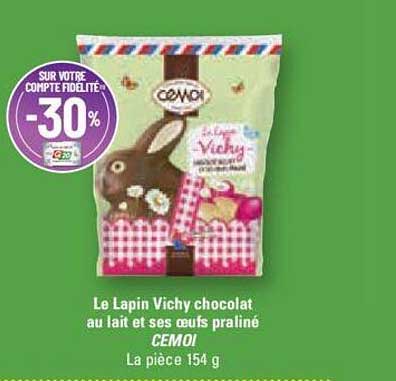 le lapin vichy chocolat au lait et ses oeufs praliné cemoi
