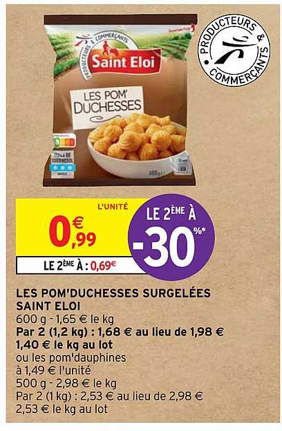 les pom'duchesses surgelées saint eloi