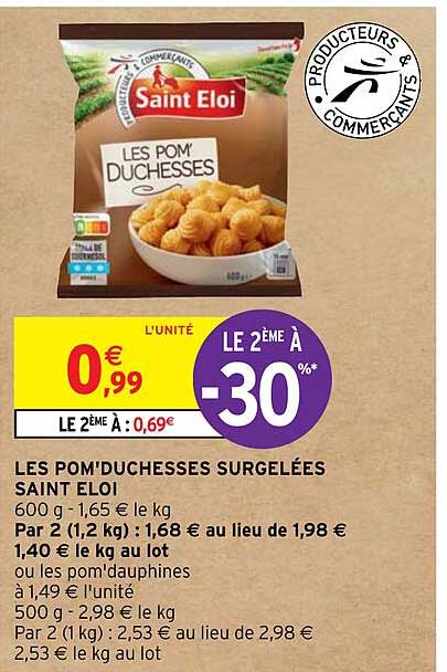 les pom'duchesses surgelées saint éloi