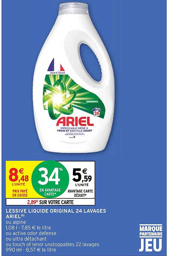 lessive liquide original 24 lavages ariel