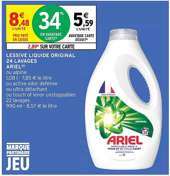 lessive liquide original 24 lavages ariel
