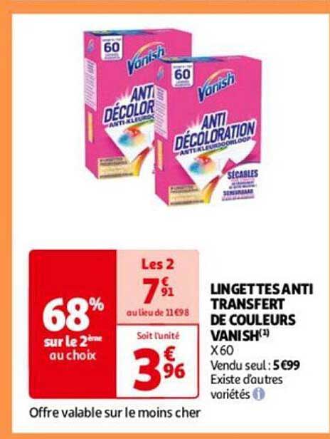lingettes anti transfert de couleurs vanish