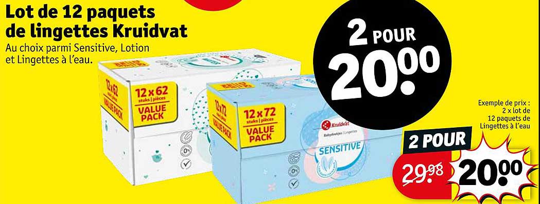 lot de 12 paquets de lingettes kruidvat