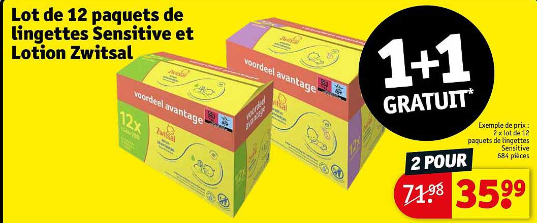 lot de 12 paquets de lingettes sensitive et lotion zwitsal