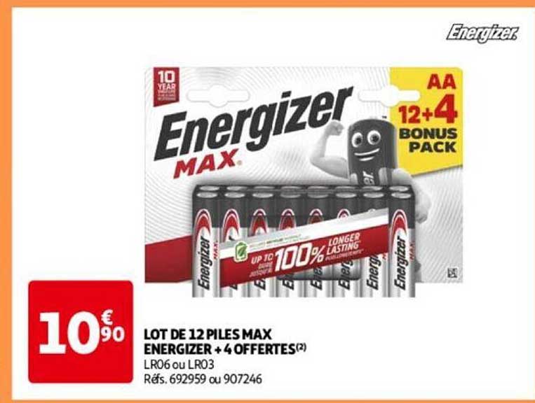 lot de 12 piles max energizer + 4 offertes