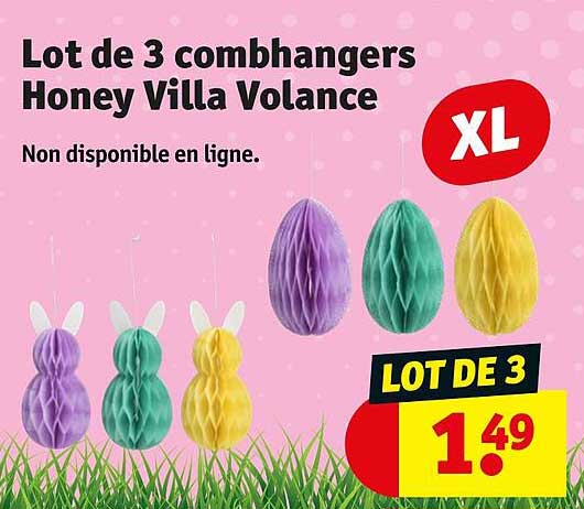 lot de 3 combhangers honey villa volance