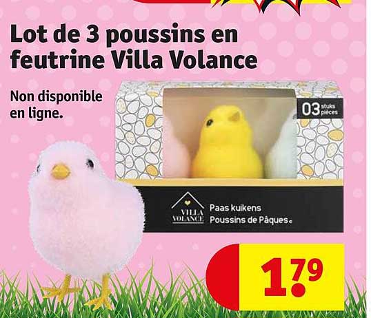 lot de 3 poussins en feutrine villa volance